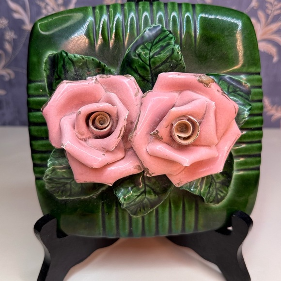 Vintage Valley Vista 153 California USA Pottery Rose Square Trinket Box with Lid - Picture 10 of 13